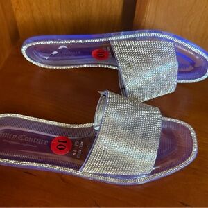 Juicy Couture Sparkling Silver Slide Sandals